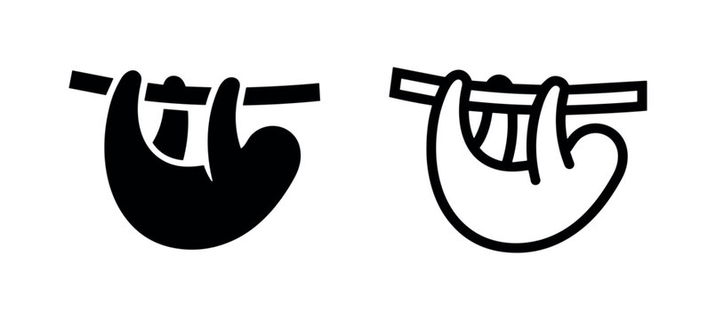 Sloth Icon Set: Black and White Animal and Slow Motion Symbols