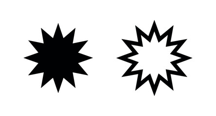 Two icons of a starburst or explosion shape: solid black and outline © liubomir118809