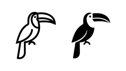Obraz premium Toucan Icon Set: Black Silhouette and Outline