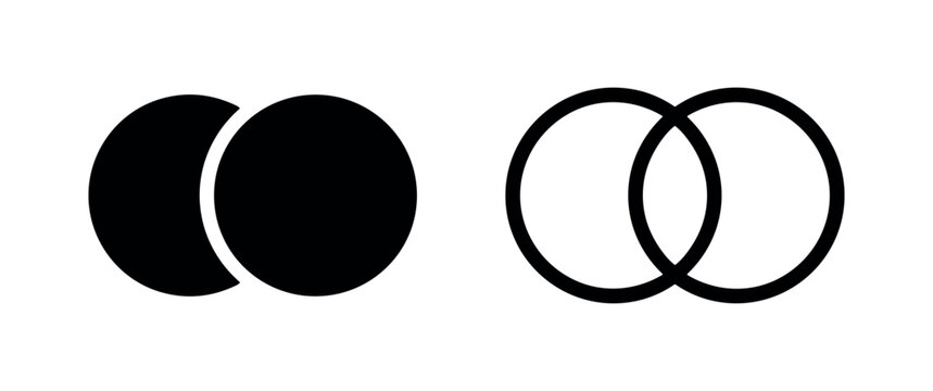 Two icons of overlapping circles: solid black and outline