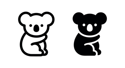 Cute koala bear icon set in outline and solid style. © liubomir118809