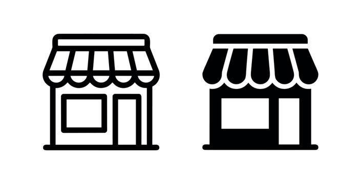 Shop icon vector. Storefront or retail business symbol, representing shopping, commerce, and market places.