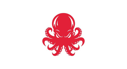 Red octopus logo graphic design element. © Muna