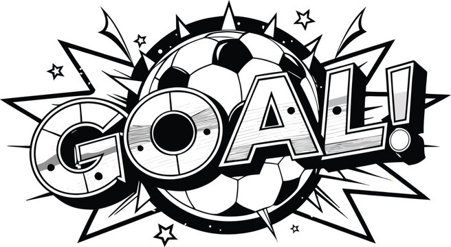 Soccer Goal Comic Text Burst with Football Goal Typography Ball Pop Art Vector Illustration 