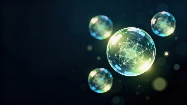 Glowing bubbles with geometric patterns