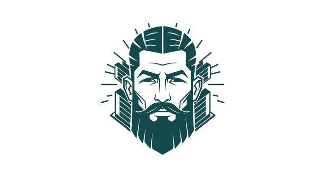 Geometric stylized bearded man's head icon