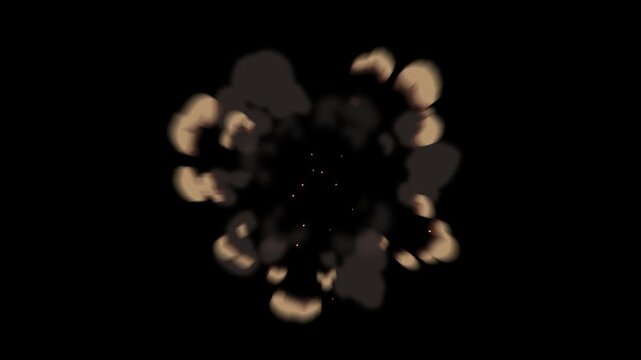 Cartoon Blast Wave Combining Fire Smoke And Debris