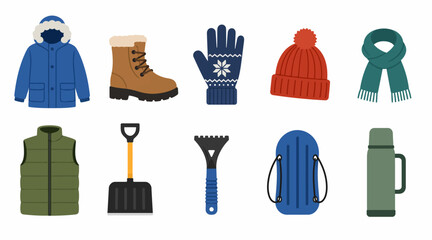 Collection of winter clothing and accessories. © frame
