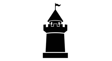 Black silhouette of a castle tower. © Tami