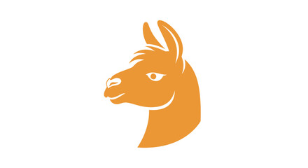 Llama head profile orange icon. © Tami