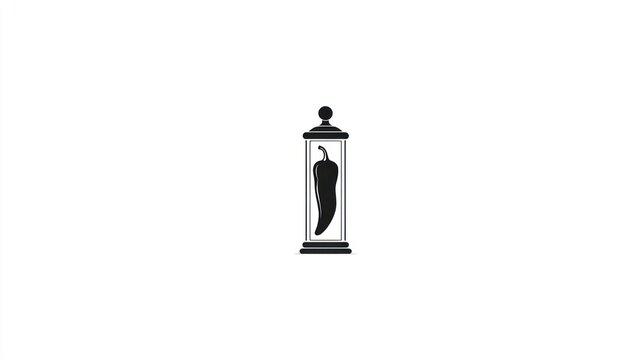Silhouette of a black chili pepper preserved inside a glass jar with a knob on top