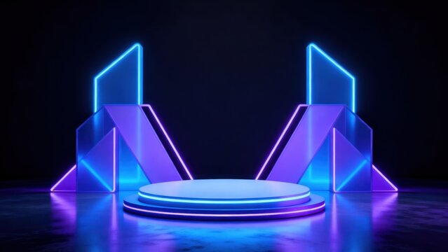 Neon geometric stage setup