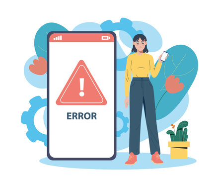 Phone error alert scene. Vector illustration