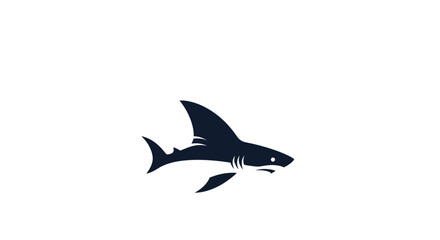Fototapeta premium Black silhouette of a shark swimming.