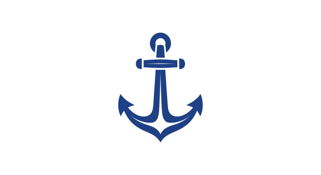 Blue Metal Anchor Symbol Icon.