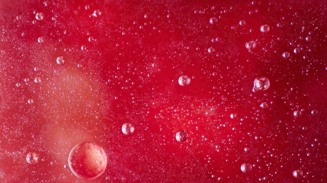 Close-up of red bubbles macro texture. AI generated