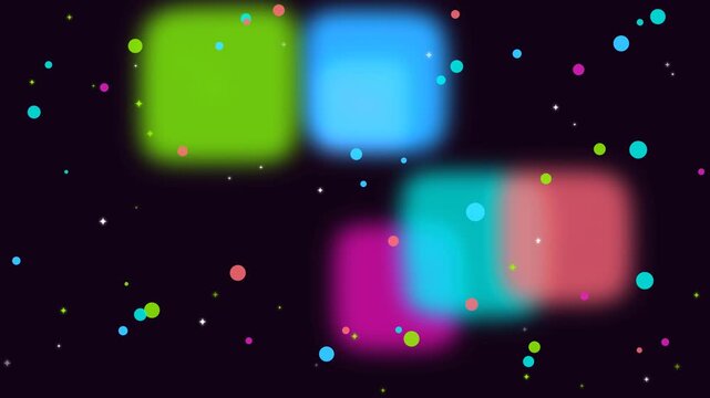 Colorful Motion Blurred Squares with Dynamic Light Particles in Vibrant Abstract Background.