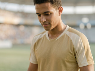 Fototapeta premium Portrait of a soccer player in training gear