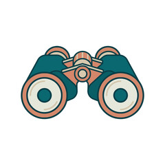 Fototapeta premium A flat vector illustration of a pair of binoculars for bird watching and travel.