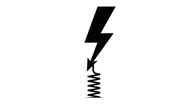 Lightning bolt hitting a metal spring line art.