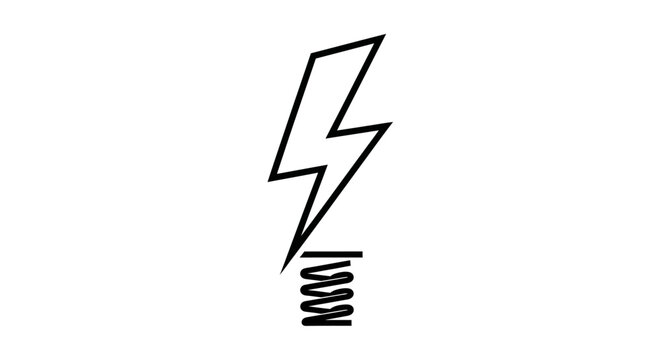 Lightning bolt hitting a spring coil line art.