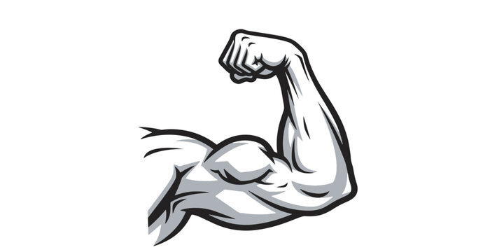 Muscular Flexed Arm Bicep Fitness Icon Vector