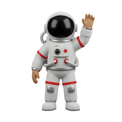 Fototapeta premium 3D Astronaut waving hello on transparent background