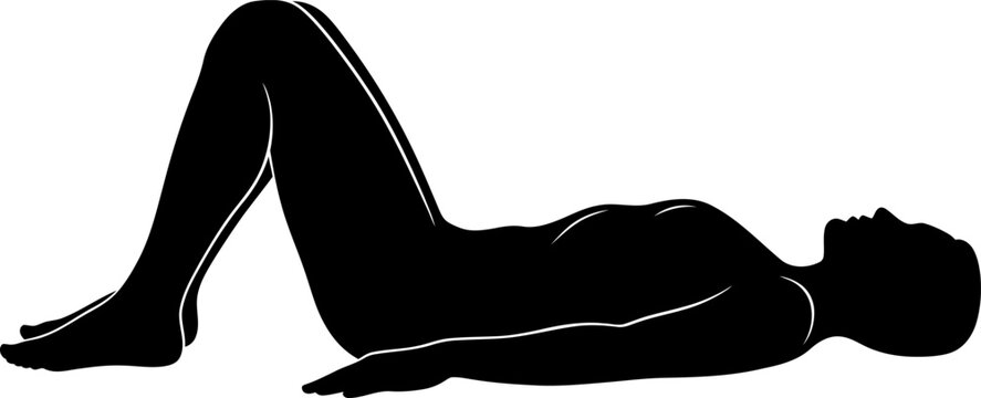 Woman in yoga supta baddha konasana.