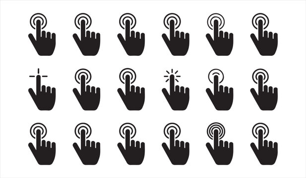 Touch Control Pictogram Set with Finger Tap Press and Navigation Actions