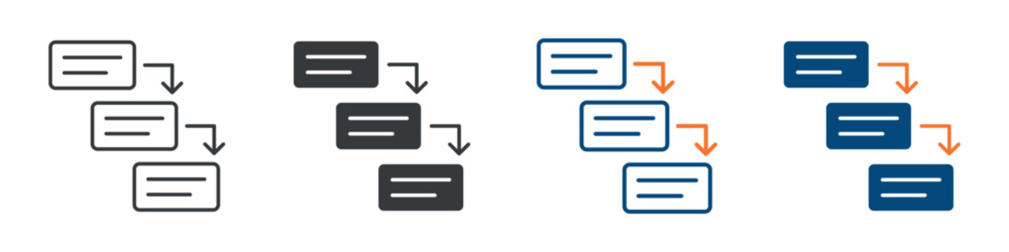 Waterfall Model Icon Set Multiple Style Collection