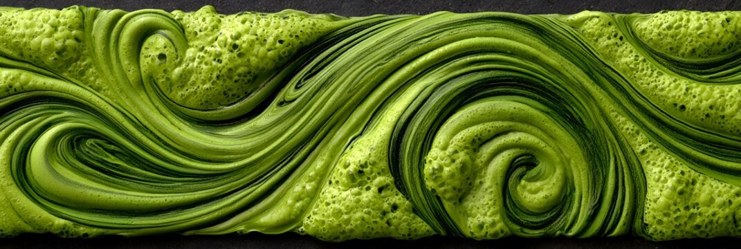 Vibrant Green Swirling Foam and Textured Liquid Abstract Background