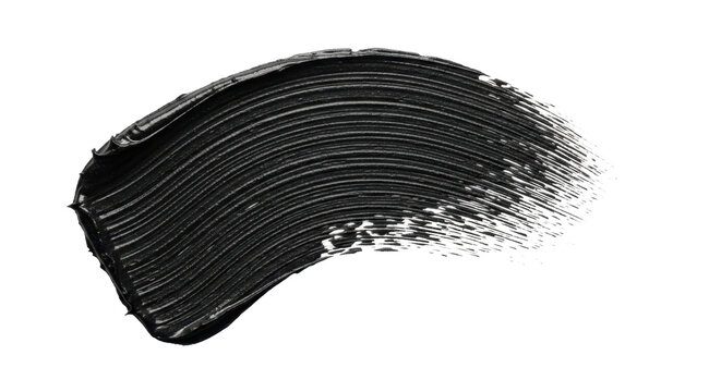 Rich black mascara stroke texture