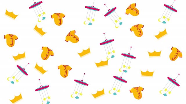 Suitable for baby product catalogs, nursery room decor, and baby shower invitations. Fun and vibrant design for cute newborn essentials.