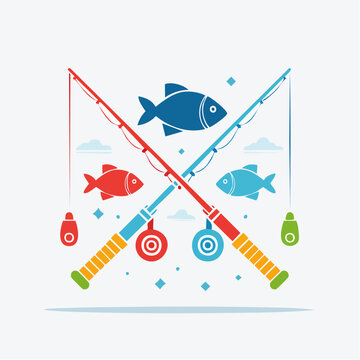 Fishing Rods and Fish Illustration