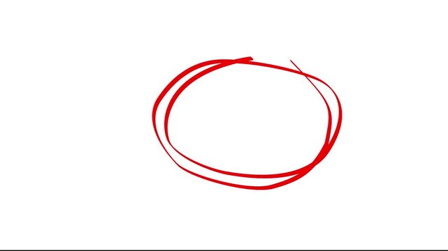 Hand drawn red circle animation with marker highlight sketch line effect for emphasis overlay.