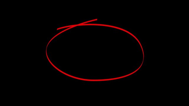 Hand drawn red circle animation with marker highlight sketch line effect for emphasis overlay.