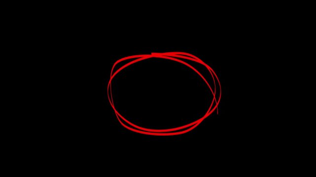 Hand drawn red circle animation with marker highlight sketch line effect for emphasis overlay.