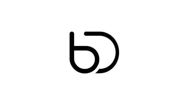 Minimalist Black Abstract Letter b and D Monogram Logo Design on White Background, Modern Graphic Symbol Icon