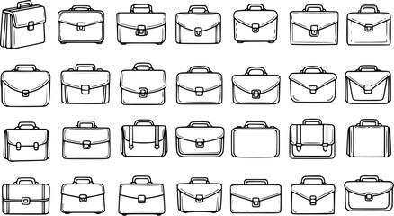 Business Briefcase Line Art Icons Set for Office and Professional Finance Themes © victoria