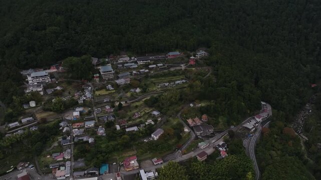 Aerial View of Nachi Waterfall with Seiganto-ji Pagoda in Wakayama, Japan