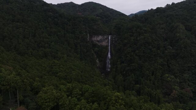 Aerial View of Nachi Waterfall with Seiganto-ji Pagoda in Wakayama, Japan
