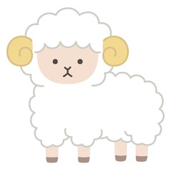 Fototapeta premium かわいい羊のベクターイラスト。干支、十二支、未、ゆるい、アイコン、ひつじ、未年、年賀状