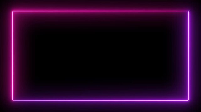 Rectangle Neon Glow Border Frame Animation with Realistic Flicker Effect. Abstract Glowing Blue and pink Neon Rectangle Frame 4k.