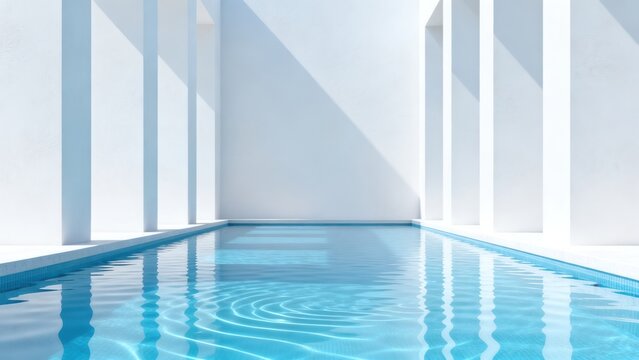 Modern white pool with columns