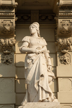 Allegorical representation of Science, located on the facade of the Graz Town Hall (Rathaus) in Graz, Austria