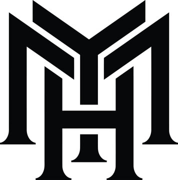 hym logo, hy ym mh m y h letter logo design. Minimal monogram emblem, classic style. Alphabet vector logo design. Premium Business logo, White background. AI/EPS and PNG/JPEG.