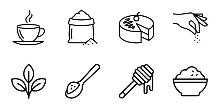 Cooking ingredients and culinary vector line icon set with hand drawn culinary ingredients