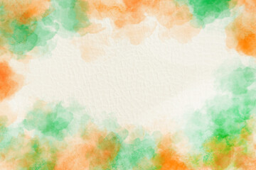 Obraz premium Watercolor wash Indian tricolor background with saffron and green side washes and copy space for patriotic greeting cards,Indian national holiday banners, cultural presentations,Republic Day visuals