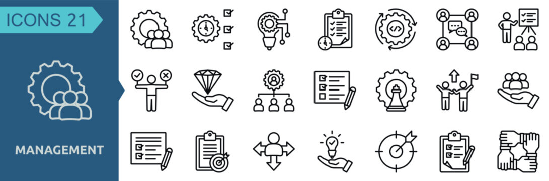 Management icon collection set outline