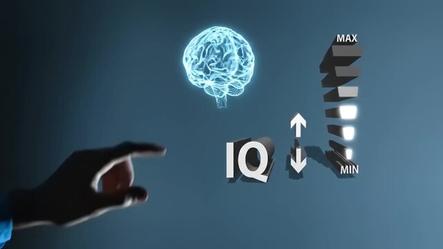 Intelligence Quotient Concept with Brain and Hand.
